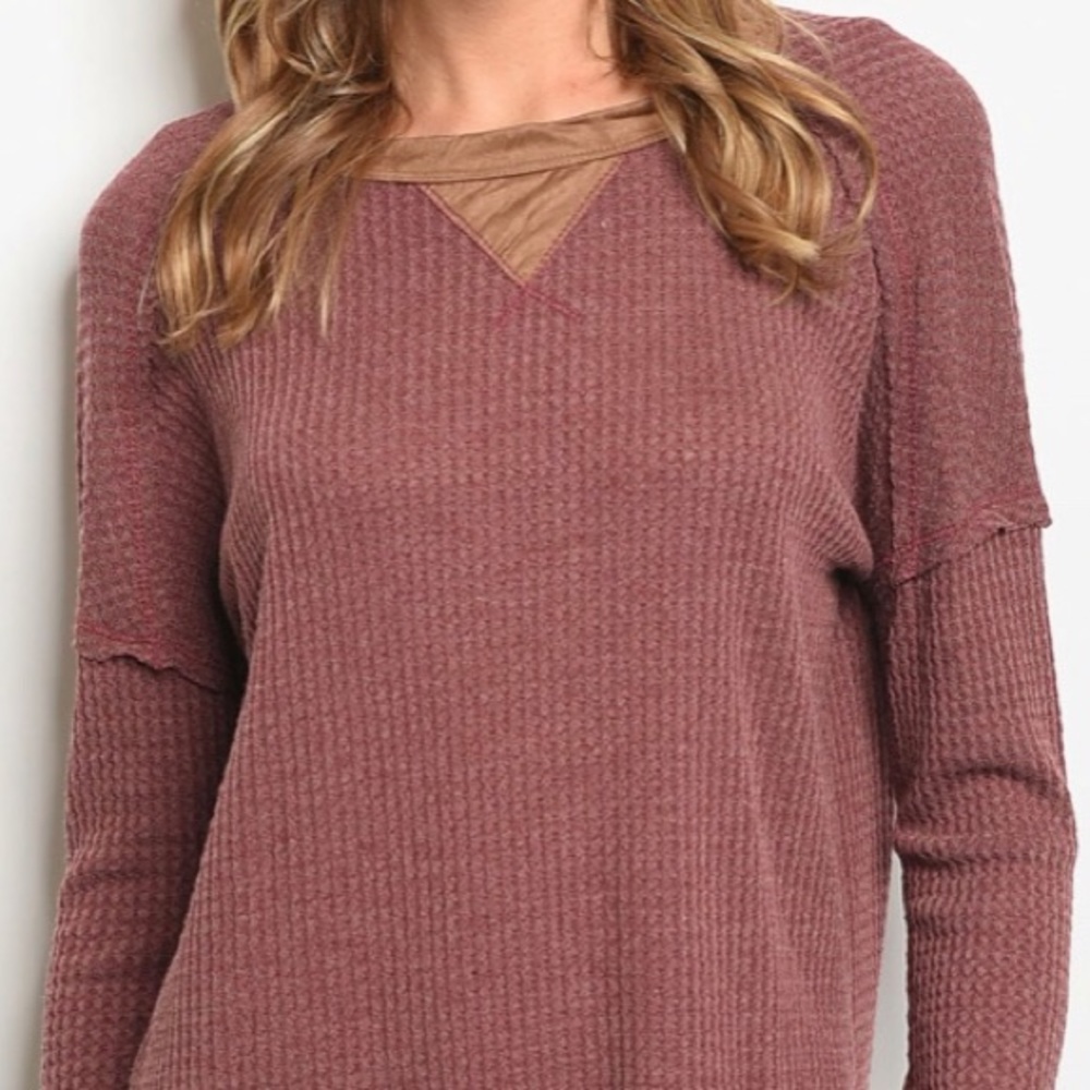 BURGUNDY WAFFLE TOP - Picture 5 of 9